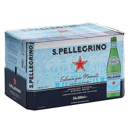 Buy San Pellegrino Natural Sparkling Water Glass Bottle 500 ml Pack of 24 Online